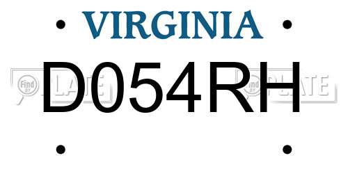 D054RH Virginia License Plate