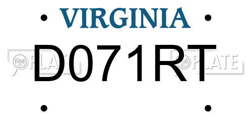 D071RT Virginia License Plate