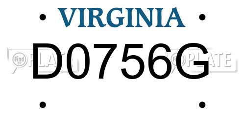 D0756G Virginia License Plate