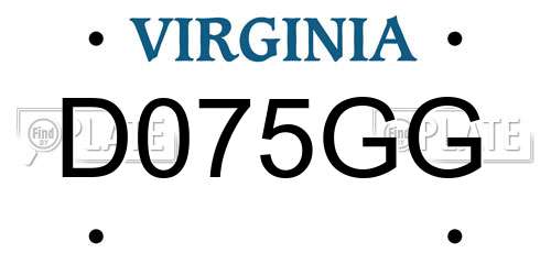 D075GG Virginia License Plate