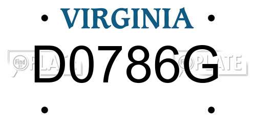D0786G Virginia License Plate