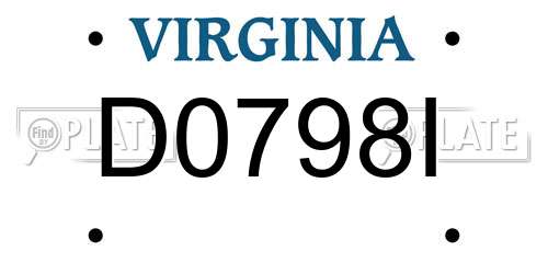 D0798I Virginia License Plate
