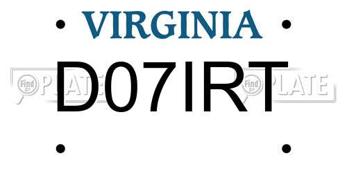 D07IRT Virginia License Plate