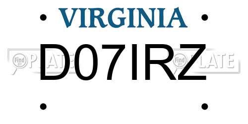 D07IRZ Virginia License Plate