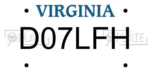 D07LFH Virginia License Plate