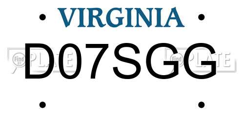 D07SGG Virginia License Plate