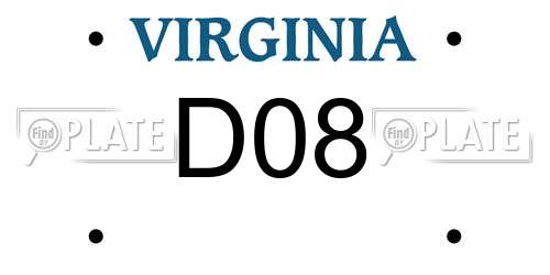 D08 Virginia License Plate