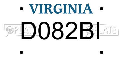 D082BI Virginia License Plate