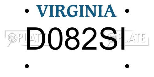 D082SI Virginia License Plate