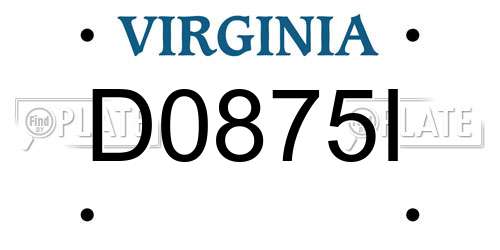 D0875I Virginia License Plate
