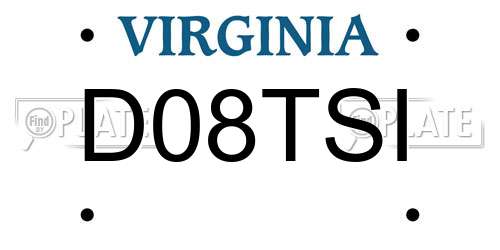 D08TSI Virginia License Plate