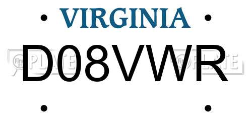 D08VWR Virginia License Plate