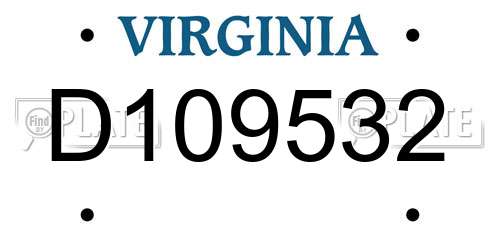 D109532 Virginia License Plate