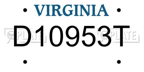 D10953T Virginia License Plate