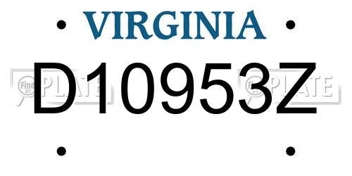 D10953Z Virginia License Plate