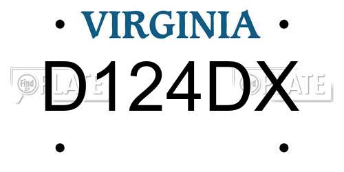 D124DX Virginia License Plate