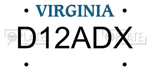 D12ADX Virginia License Plate