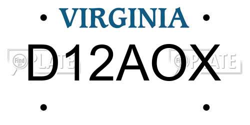 D12AOX Virginia License Plate