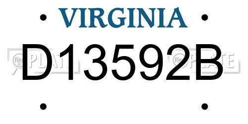 D13592B Virginia License Plate