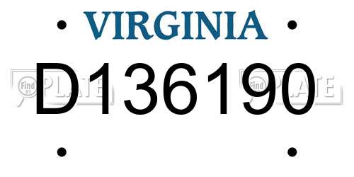 D136190 Virginia License Plate