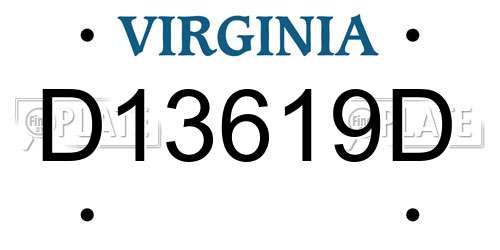 D13619D Virginia License Plate