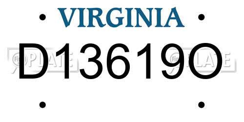 D13619O Virginia License Plate