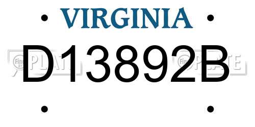 D13892B Virginia License Plate