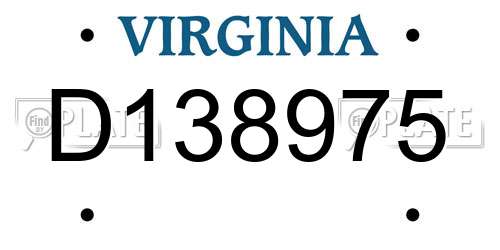 D138975 Virginia License Plate