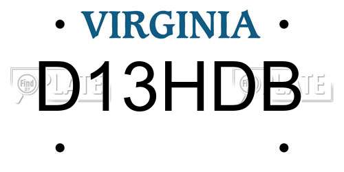 D13HDB Virginia License Plate