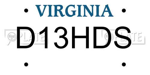 D13HDS Virginia License Plate