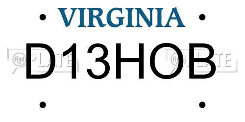 D13HOB Virginia License Plate
