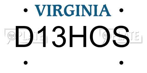 D13HOS Virginia License Plate