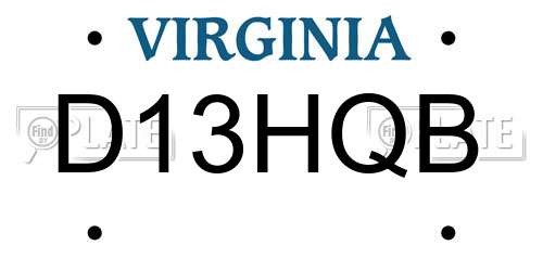 D13HQB Virginia License Plate