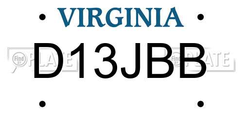 D13JBB Virginia License Plate