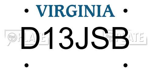 D13JSB Virginia License Plate