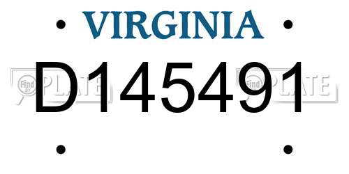 D145491 Virginia License Plate