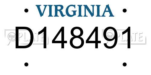 D148491 Virginia License Plate