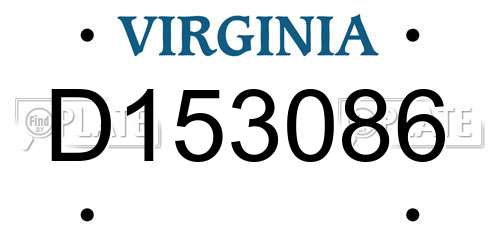 D153086 Virginia License Plate