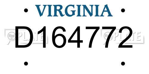 D164772 Virginia License Plate