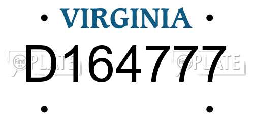 D164777 Virginia License Plate