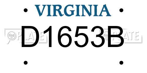 D1653B Virginia License Plate