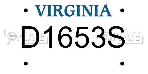 D1653S Virginia License Plate