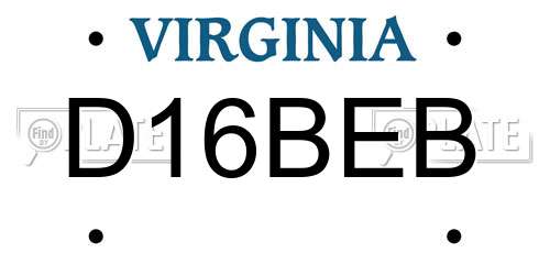 D16BEB Virginia License Plate