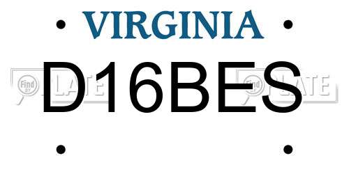 D16BES Virginia License Plate