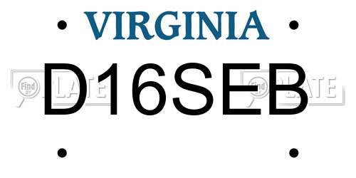 D16SEB Virginia License Plate