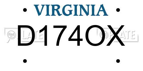 D174OX Virginia License Plate