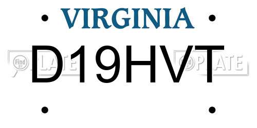 D19HVT Virginia License Plate