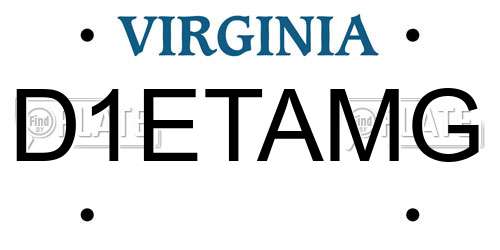 D1ETAMG Virginia License Plate
