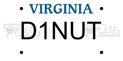 D1NUT Virginia License Plate