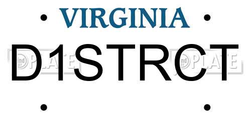 D1STRCT Virginia License Plate